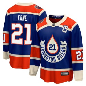 Adam Erne Youth Fanatics Branded Edmonton Oilers Premier Royal Breakaway 2023 Heritage Classic Jersey