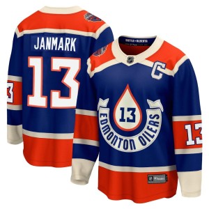 Mattias Janmark Youth Fanatics Branded Edmonton Oilers Premier Royal Breakaway 2023 Heritage Classic Jersey