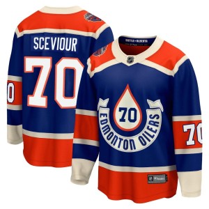 Colton Sceviour Youth Fanatics Branded Edmonton Oilers Premier Royal Breakaway 2023 Heritage Classic Jersey