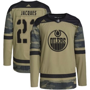 Jean-Francois Jacques Men's Adidas Edmonton Oilers Authentic Camo Military Appreciation Practice Jersey