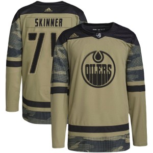 Stuart Skinner Men's Adidas Edmonton Oilers Authentic Camo Military Appreciation Practice Jersey