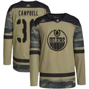 Jack Campbell Youth Adidas Edmonton Oilers Authentic Camo Military Appreciation Practice Jersey