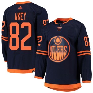 Beau Akey Youth Adidas Edmonton Oilers Authentic Navy Alternate Primegreen Pro Jersey