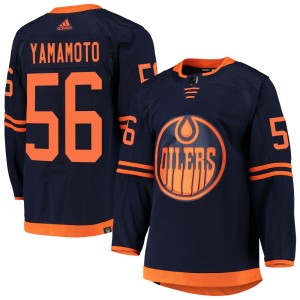 Kailer Yamamoto Youth Adidas Edmonton Oilers Authentic Navy Alternate Primegreen Pro Jersey