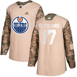 Carl Berglund Youth Adidas Edmonton Oilers Authentic Camo Veterans Day Practice Jersey