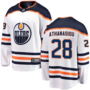 Andreas Athanasiou Youth Fanatics Branded Edmonton Oilers Breakaway White ized Away Jersey