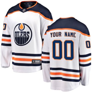 Custom Youth Fanatics Branded Edmonton Oilers Breakaway White Custom Away Jersey