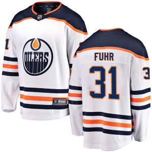 Grant Fuhr Youth Fanatics Branded Edmonton Oilers Authentic White Away Breakaway Jersey