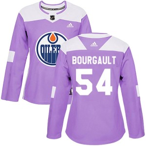 Xavier Bourgault Women's Adidas Edmonton Oilers Authentic Purple Fights Cancer Practice Jersey