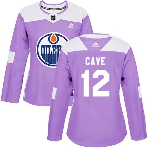 Colby Cave Women's Adidas Edmonton Oilers Authentic Purple Fights Cancer Practice Jersey