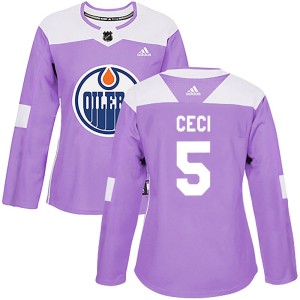 Cody Ceci Women's Adidas Edmonton Oilers Authentic Purple Fights Cancer Practice Jersey