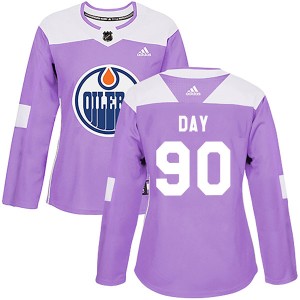 Logan Day Women's Adidas Edmonton Oilers Authentic Purple Fights Cancer Practice Jersey