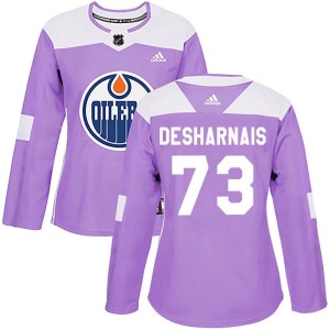 Vincent Desharnais Women's Adidas Edmonton Oilers Authentic Purple Fights Cancer Practice Jersey