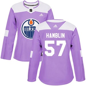 James Hamblin Women's Adidas Edmonton Oilers Authentic Purple Fights Cancer Practice Jersey