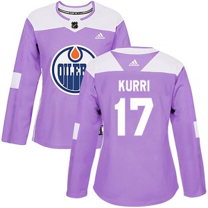 Jari Kurri Women's Adidas Edmonton Oilers Authentic Purple Fights Cancer Practice Jersey