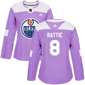 Ty Rattie Women's Adidas Edmonton Oilers Authentic Purple Fights Cancer Practice Jersey