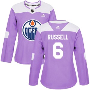 Kris Russell Women's Adidas Edmonton Oilers Authentic Purple Fights Cancer Practice Jersey