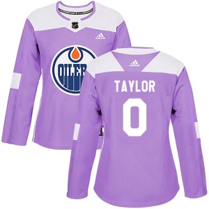 Ty Taylor Women's Adidas Edmonton Oilers Authentic Purple Fights Cancer Practice Jersey