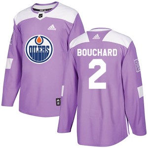 Evan Bouchard Men's Adidas Edmonton Oilers Authentic Purple Fights Cancer Practice Jersey