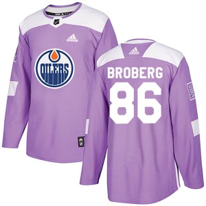 Philip Broberg Men's Adidas Edmonton Oilers Authentic Purple Fights Cancer Practice Jersey