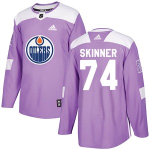 Stuart Skinner Men's Adidas Edmonton Oilers Authentic Purple Fights Cancer Practice Jersey