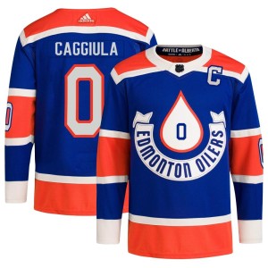 Drake Caggiula Men's Adidas Edmonton Oilers Authentic Royal 2023 Heritage Classic Primegreen Jersey