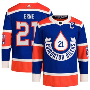 Adam Erne Men's Adidas Edmonton Oilers Authentic Royal 2023 Heritage Classic Primegreen Jersey