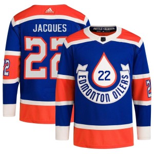 Jean-Francois Jacques Men's Adidas Edmonton Oilers Authentic Royal 2023 Heritage Classic Primegreen Jersey