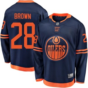 Connor Brown Youth Fanatics Branded Edmonton Oilers Breakaway Brown Navy Alternate 2018/19 Jersey
