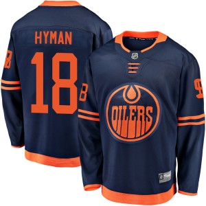 Zach Hyman Youth Fanatics Branded Edmonton Oilers Breakaway Navy Alternate 2018/19 Jersey