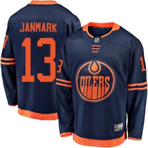 Mattias Janmark Youth Fanatics Branded Edmonton Oilers Breakaway Navy Alternate 2018/19 Jersey
