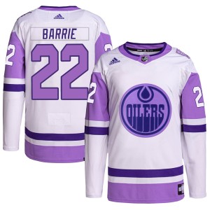 Tyson Barrie Youth Adidas Edmonton Oilers Authentic White/Purple Hockey Fights Cancer Primegreen Jersey
