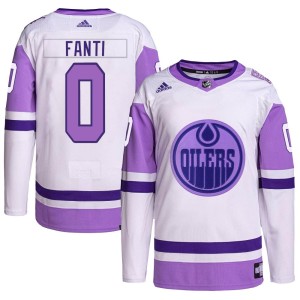 Ryan Fanti Youth Adidas Edmonton Oilers Authentic White/Purple Hockey Fights Cancer Primegreen Jersey