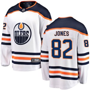 Caleb Jones Men's Fanatics Branded Edmonton Oilers Breakaway White Away Jersey