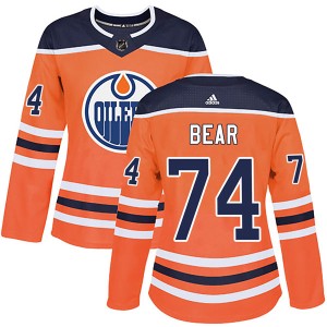 Ethan Bear Women's Adidas Edmonton Oilers Authentic Orange r Home Jersey