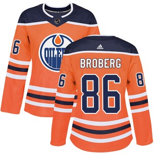 Philip Broberg Women's Adidas Edmonton Oilers Authentic Orange r Home Jersey
