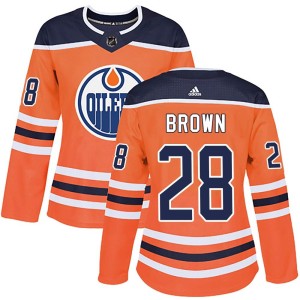 Connor Brown Women's Adidas Edmonton Oilers Authentic Orange r Home Jersey