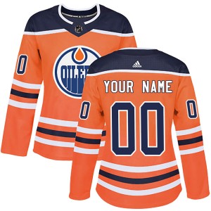 Custom Women's Adidas Edmonton Oilers Authentic Orange Custom r Home Jersey