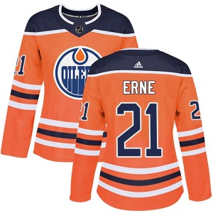 Adam Erne Women's Adidas Edmonton Oilers Authentic Orange r Home Jersey