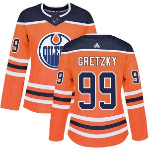 Wayne Gretzky Women's Adidas Edmonton Oilers Authentic Orange r Home Jersey