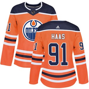 Gaetan Haas Women's Adidas Edmonton Oilers Authentic Orange r Home Jersey
