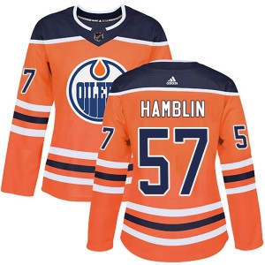 James Hamblin Women's Adidas Edmonton Oilers Authentic Orange r Home Jersey
