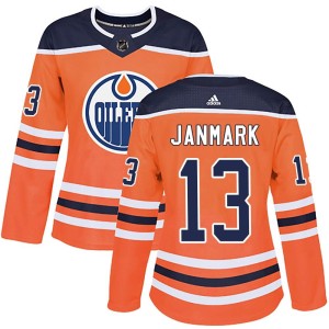 Mattias Janmark Women's Adidas Edmonton Oilers Authentic Orange r Home Jersey