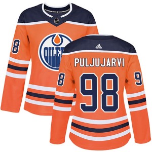 Jesse Puljujarvi Women's Adidas Edmonton Oilers Authentic Orange r Home Jersey