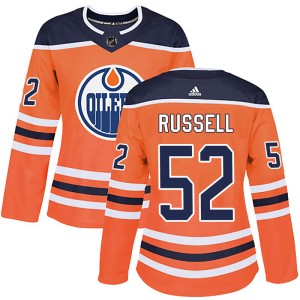 Patrick Russell Women's Adidas Edmonton Oilers Authentic Orange r Home Jersey