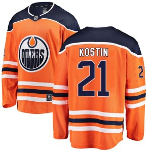 Klim Kostin Men's Fanatics Branded Edmonton Oilers Breakaway Orange Home Jersey