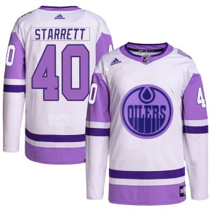 Shane Starrett Men's Adidas Edmonton Oilers Authentic White/Purple Hockey Fights Cancer Primegreen Jersey