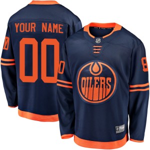Custom Men's Fanatics Branded Edmonton Oilers Breakaway Navy Custom Alternate 2018/19 Jersey