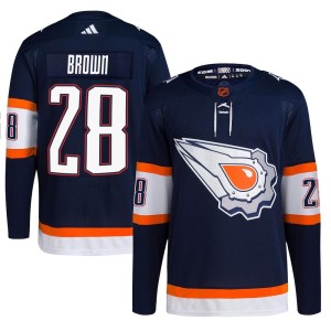 Connor Brown Youth Adidas Edmonton Oilers Authentic Brown Navy Reverse Retro 2.0 Jersey