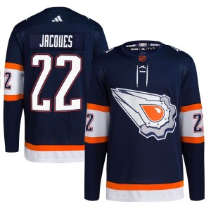 Jean-Francois Jacques Youth Adidas Edmonton Oilers Authentic Navy Reverse Retro 2.0 Jersey